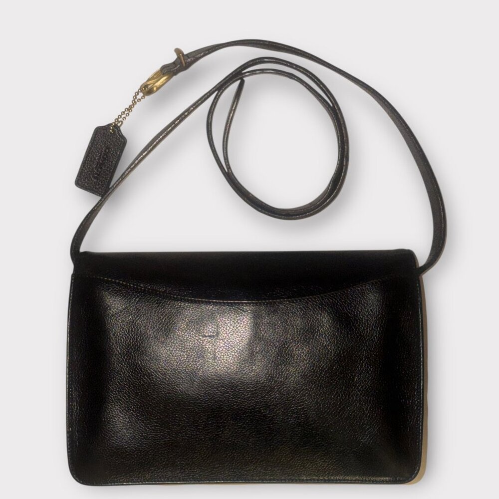 VTG Coach Madison Royalton Bag 4403 Black Caviar Leather Flap Turnlock 90s Italy - Picture 5 of 12